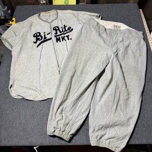 Vintage Antique 1930's Spalding Baseball Pants & Jersey Uniform Bi Rite MKT